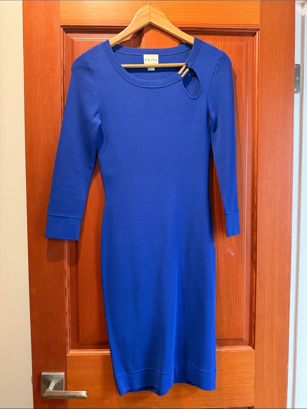 Reiss Cobalt Blue Long-Sleeve Knit Sheath Dress size Xanax